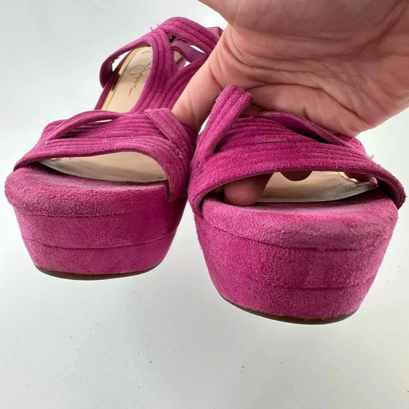 Jessica Simpson Salemm heels size 8.5 38.5 fuchsia pink suede platform stilettos - Picture 9 of 13